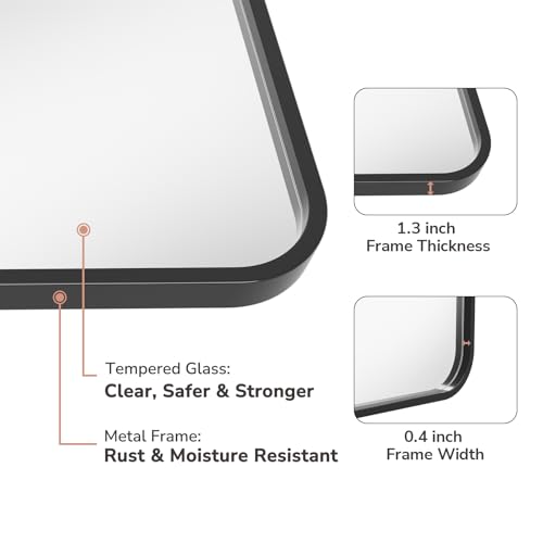 USHOWER 2-Pack Black Bathroom Mirrors view 5