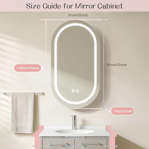 Janboe Oval Medicine Cabinet with view 2