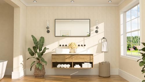 TETOTE Black Bathroom Mirror Beveled view 2