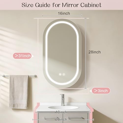 Janboe Oval Medicine Cabinet with view 2