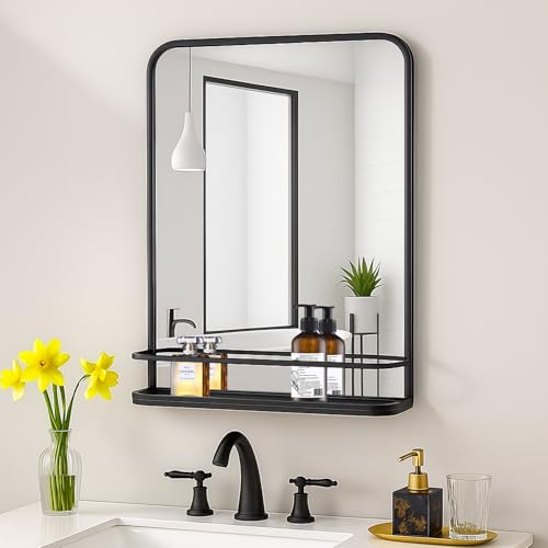 VASUHOME Black Bathroom Mirror with