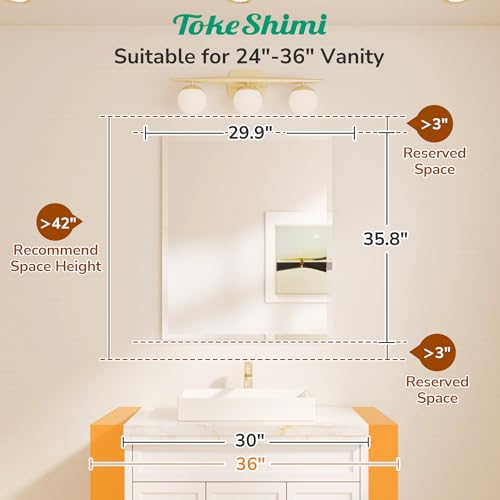 TokeShimi 30x36 Beveled Bathroom Mirror view 2
