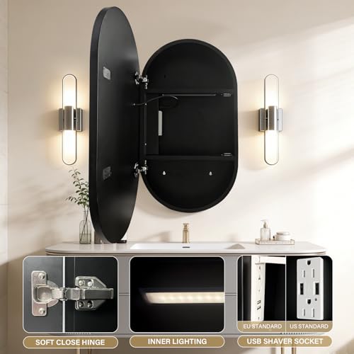 Janboe Oval Medicine Cabinet with view 3
