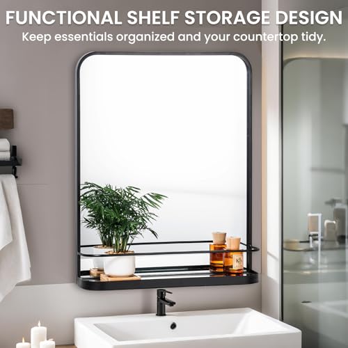 VASUHOME Black Bathroom Mirror with view 3