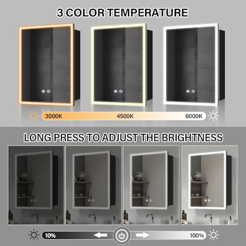 KAASUNES LED Medicine Cabinet 16x24inch view 5