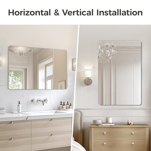 USHOWER 2-Pack Frameless Bathroom Mirrors view 4