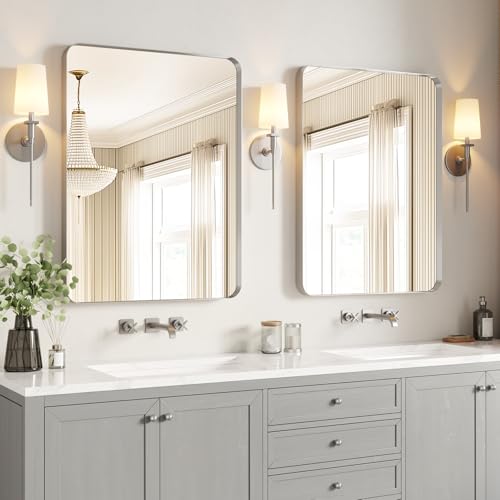 USHOWER Brushed Nickel Bathroom Mirrors