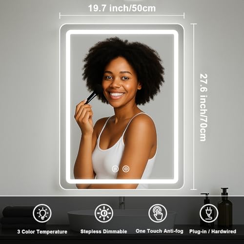 JOHALXER LED Bathroom Mirror 20x28 view 2
