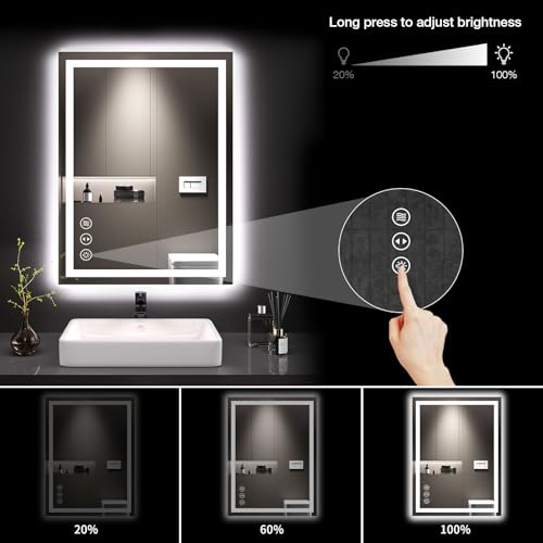 LOAAO 24X32 LED Bathroom Mirror view 4