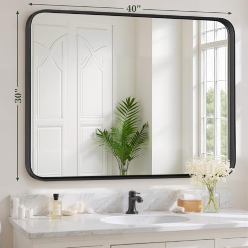 Bathroom Mirror 40x30 Inch Black view 3