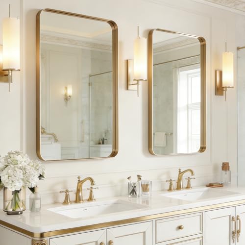 USHOWER Gold Bathroom Mirrors 24"x36"