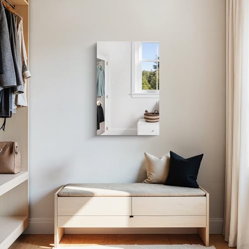 KOCUUY Frameless Mirror 16"x24" Bathroom view 5