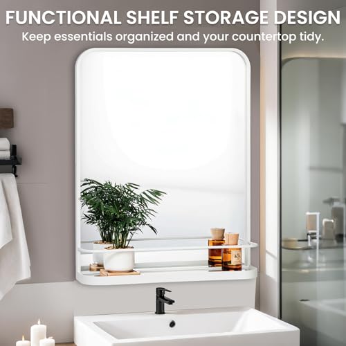 VASUHOME White Bathroom Mirror with view 3