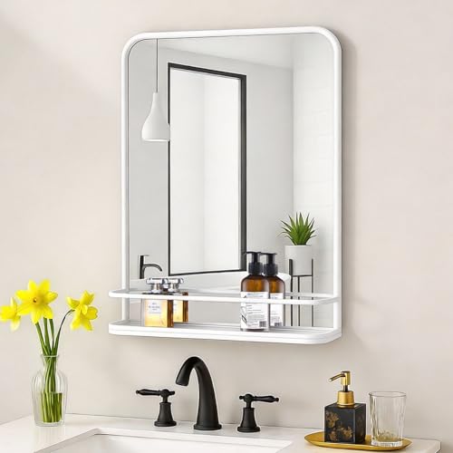 VASUHOME White Bathroom Mirror with