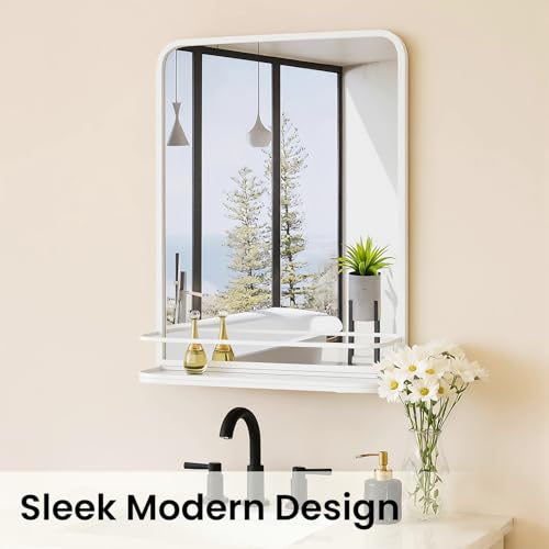 VASUHOME White Bathroom Mirror with view 5