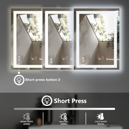 DUMOS 24.1"x36.1" LED Bathroom Mirror view 5