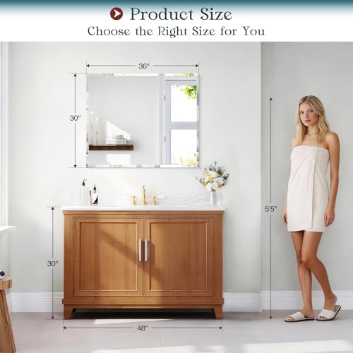 Mestikits Frameless Bathroom Mirror 30"x36" view 2