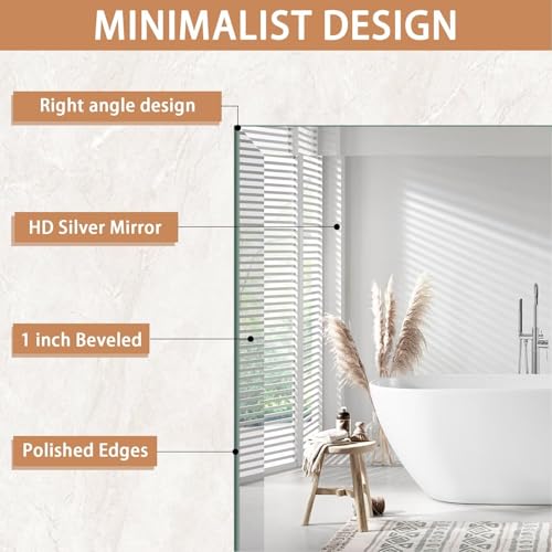 TRAVEVA Frameless Mirror for Bathroom view 2