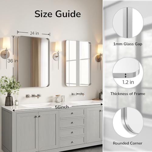 USHOWER Brushed Nickel Bathroom Mirrors view 4