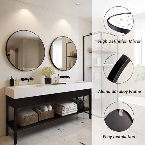 Sunniry Black Round Mirror Round view 2