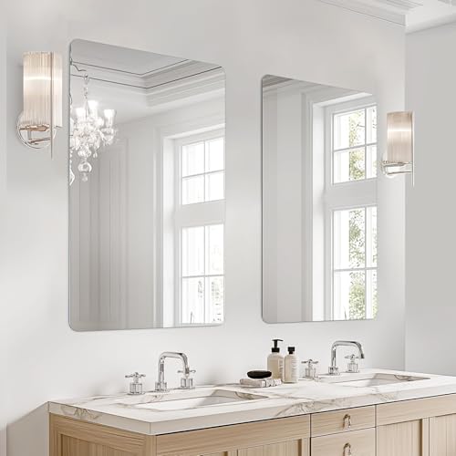 USHOWER 2-Pack Frameless Bathroom Mirrors