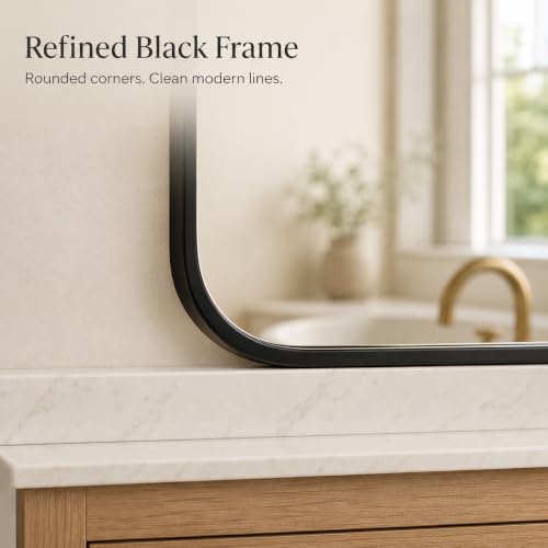 USHOWER 2-Pack Black Bathroom Mirrors view 2