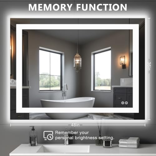 DUMOS 36.1"x48.1" LED Bathroom Mirror view 2