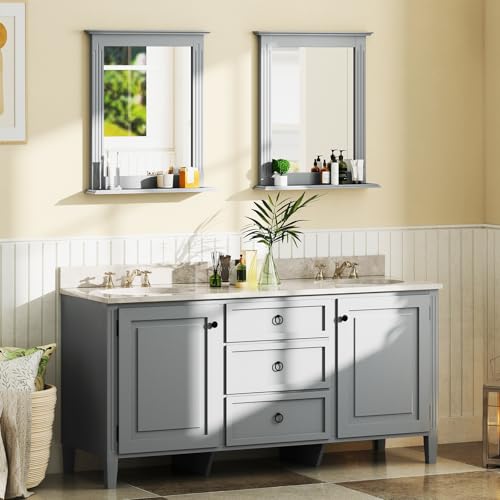 CHARMAID Bathroom Mirror with Shelf view 2