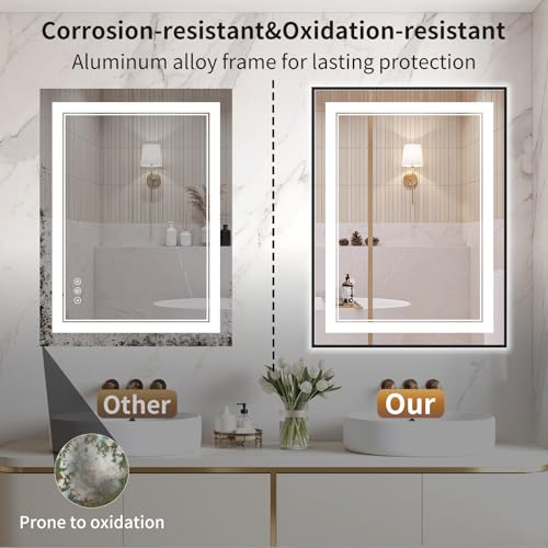 24"x32" LED Bathroom Mirror with view 2