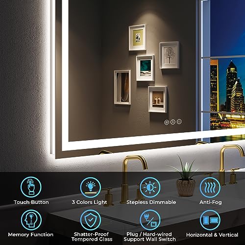 YEELAIT 60x36 Inch LED Bathroom view 2