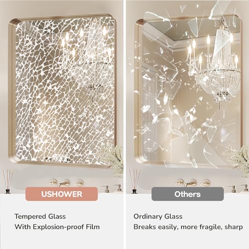 USHOWER Gold Bathroom Mirrors 24"x36" view 5