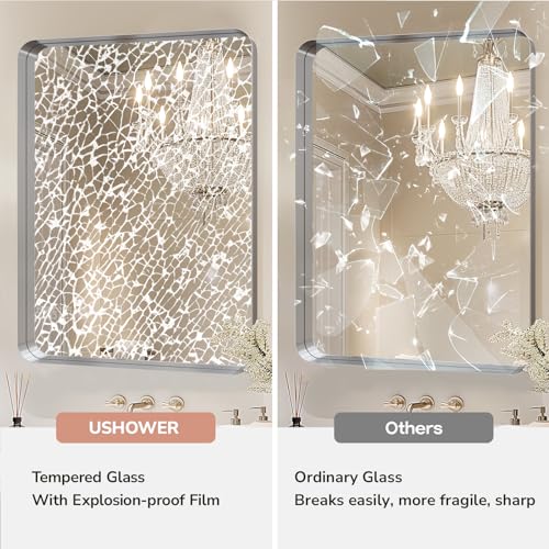 USHOWER Brushed Nickel Bathroom Mirrors view 3