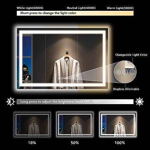 YEELAIT 60x36 Inch LED Bathroom view 4