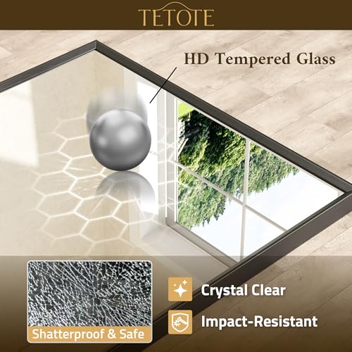 TETOTE Black Bathroom Mirror Beveled view 5