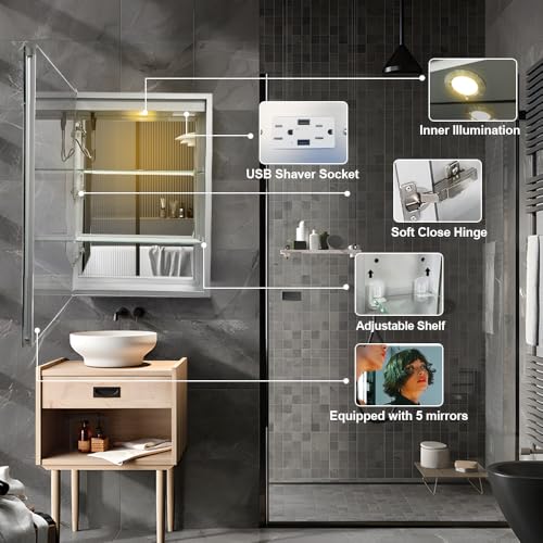 Janboe LED Medicine Cabinet Bathroom view 3