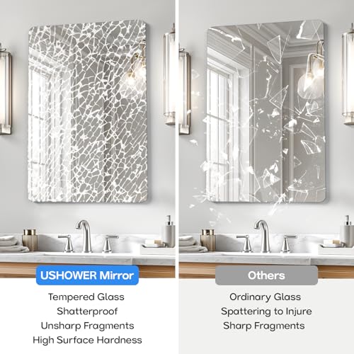 USHOWER 2-Pack Frameless Bathroom Mirrors view 3