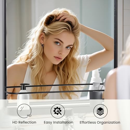 VASUHOME Black Bathroom Mirror with view 5