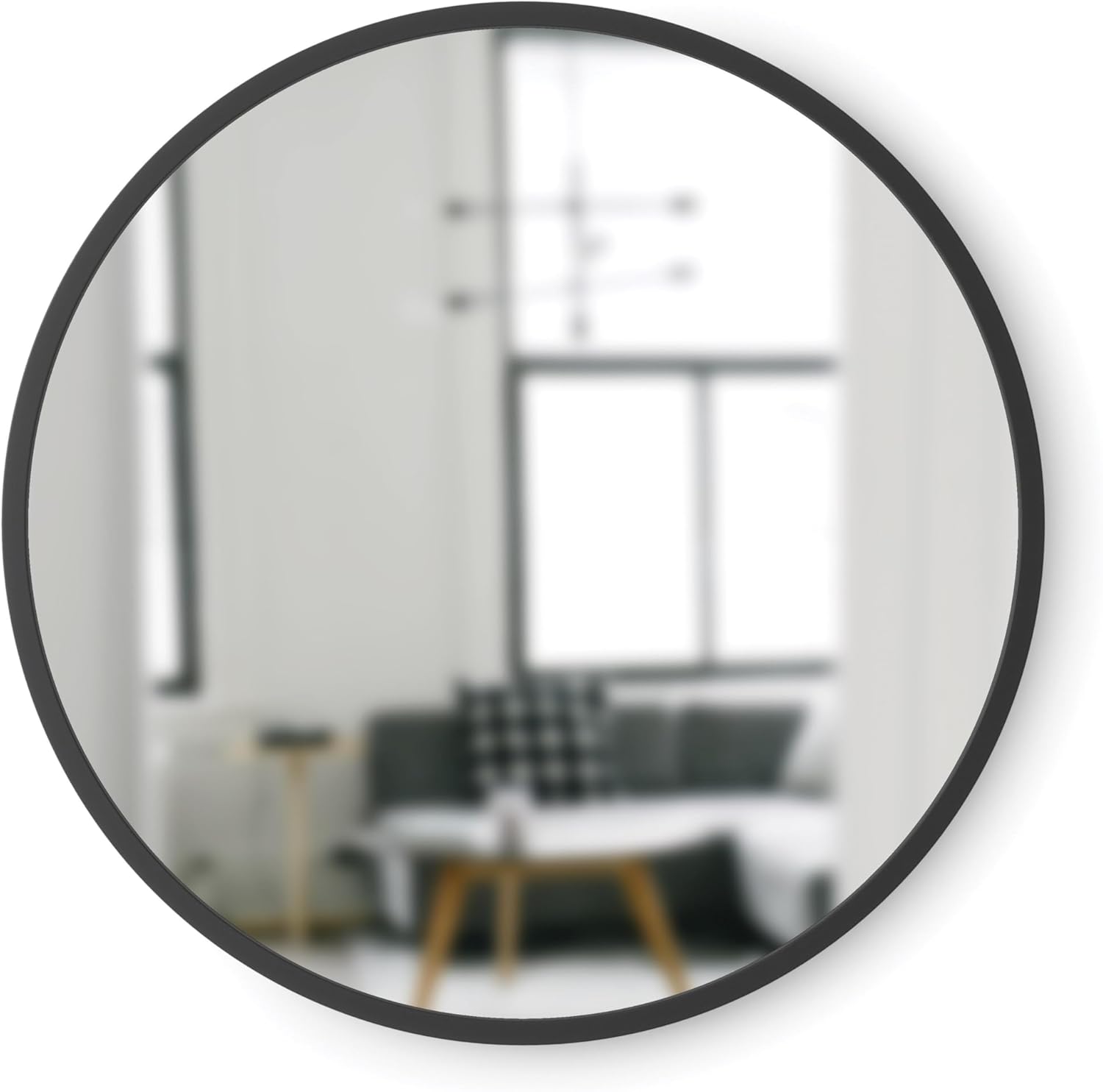 Umbra Hub 18-Inch Round Wall Mirror Black