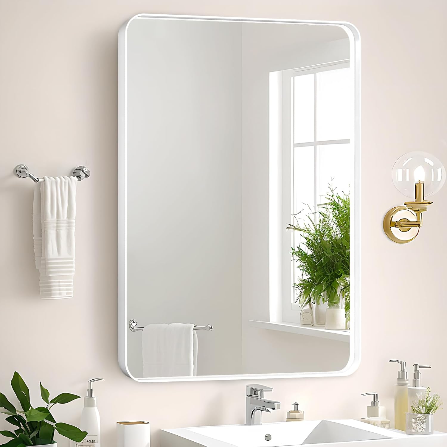 Rosynee 24x36 Bathroom Mirror White Frame